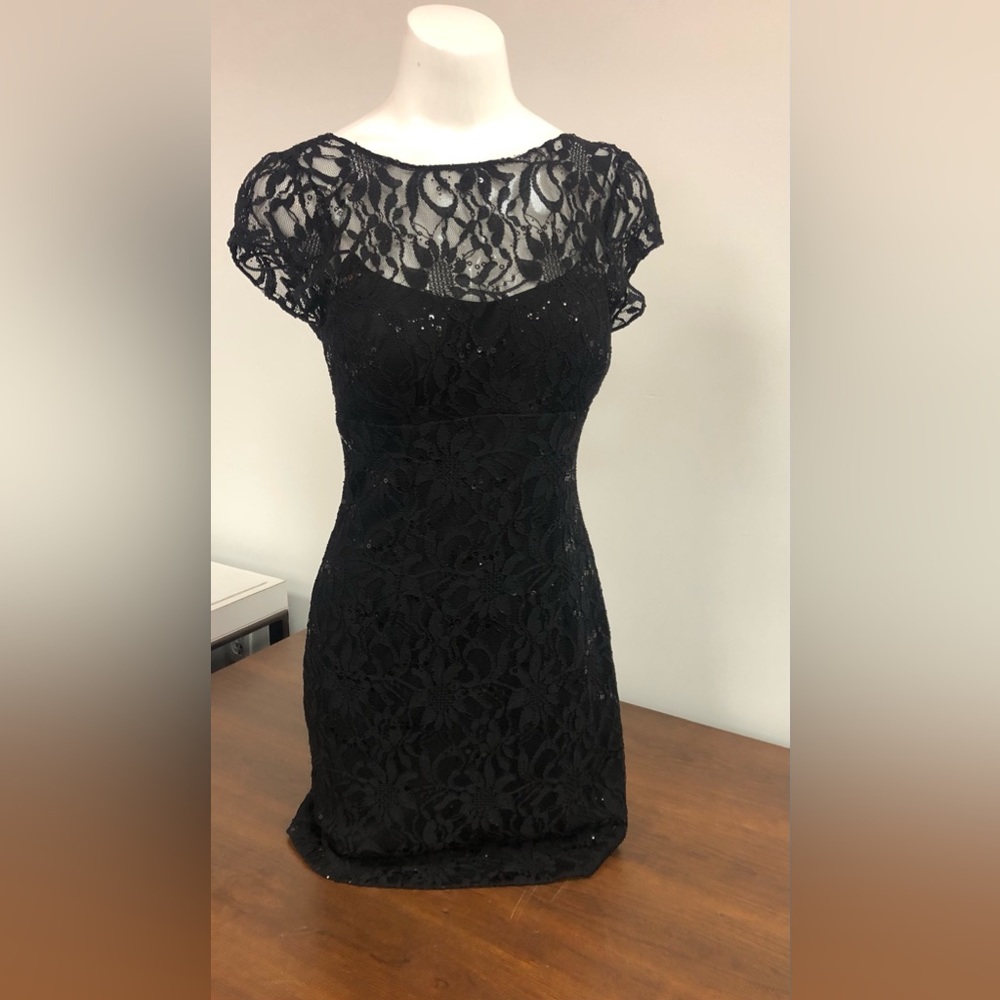 HAILY BY ADRIANA   PAPELL LACE SEQUENT EVENING DRESS in size 6